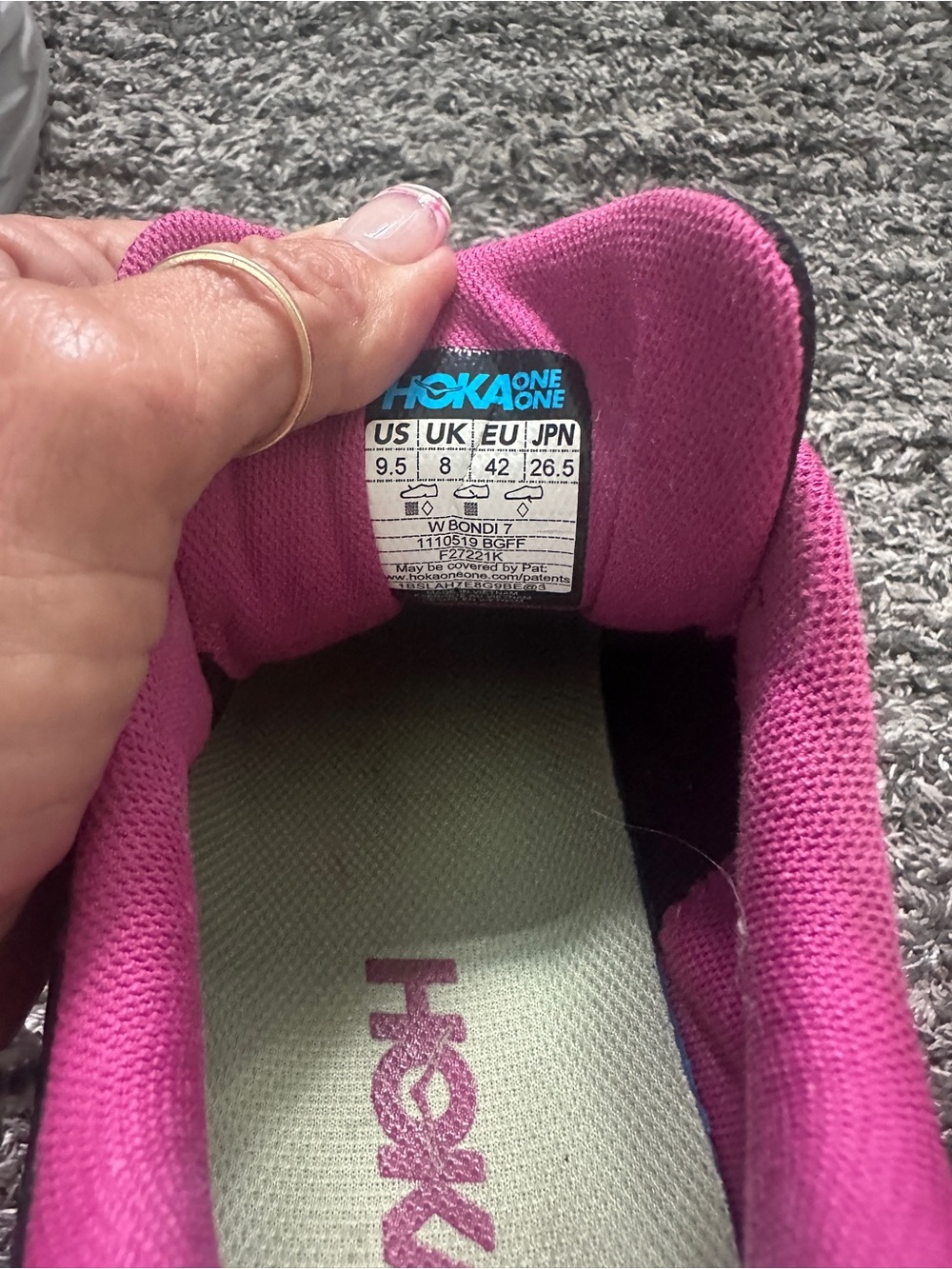 Hoka One One Pink and Light Green Women's Running Shoe
